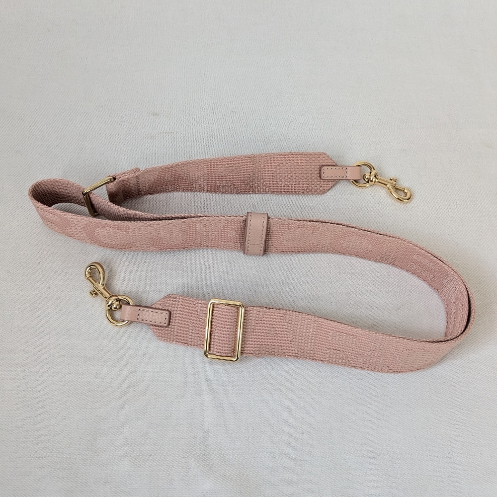 Marc Jacobs Smoky Peach Adjustable Webbing Thin Logo Strap With Golden Hardware - Picture 5 of 7
